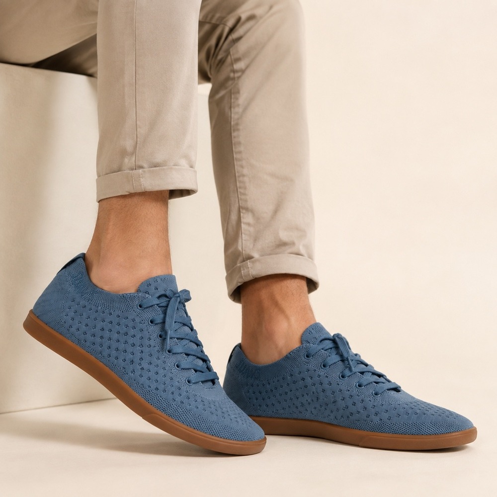 Suavs The Zilker Knit Sneakers Mens 10.5 Womens 12.5 Blue Gum Sole Low Top Shoes